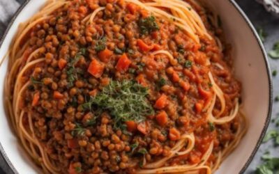 Spaghetti bolognaise aux lentilles végane